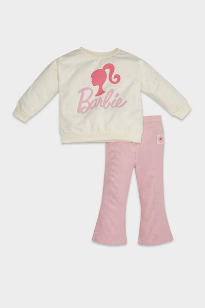 DeFacto Dfc - Barbie Thin Sweatshirt and Leggings 2 Pieces Set for Baby Girl