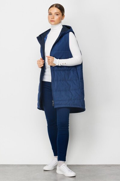 Micca Fiyat/Kalite Ürünü Zamansız Basen Örten Kapitone Dolgulu İçi Özel Garni Yelek 2024 YAZ-İndigo