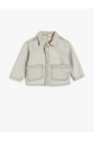 Koton Cotton Long Sleeve Denim Jacket - Pocket Detailed