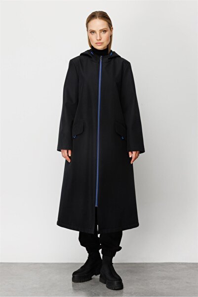 Micca Sax Garni Comfort Kumaş Tüm Beden Polar Kaplı Spor Manto Kaban-Siyah