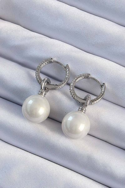 Skygo Brass Silver Color Zircon Stone Plated Pearl Design Women's Earrings - Tj-Bkp9476