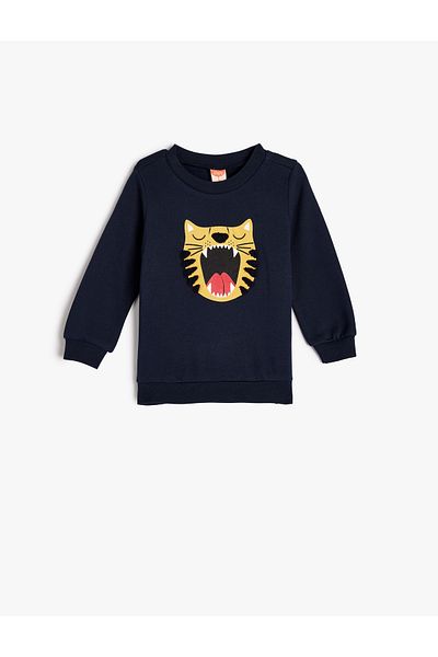 Koton Cotton Long Sleeve Sweat - Tiger Crew Neck
