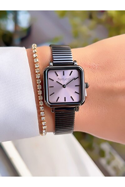 Ferrucci ÇELİK KORDON 3 ATM SU GEÇİRMEZ KARE KASA KADIN KOL SAATİ+BİLEKLİK HE...