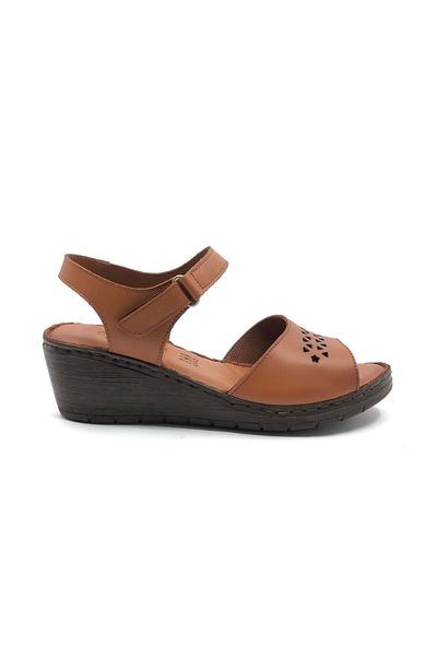 KCMN Claster 100% γνήσιο δέρμα Dr. Προτεινόμενα Full Orthopedic Wedge Heel Γυναικεία σανδάλια καφέ