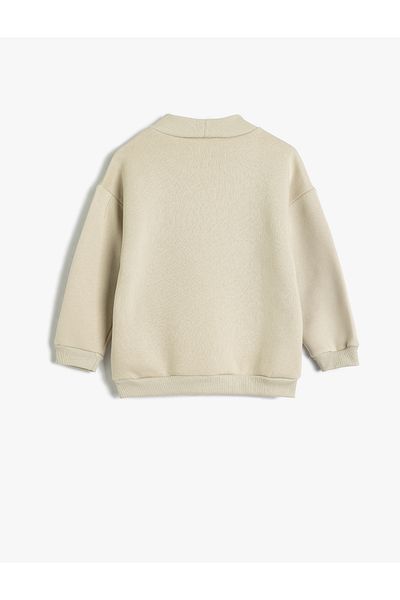 Koton Long Sleeve Stand Collar Sweatshirt with Applique Detail
