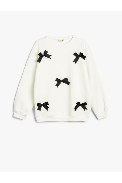 Koton Dlouhý rukáv luk Detailní Crew Neck Sweat