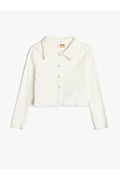 Koton Cotton Polo Collar Ribbed Long Sleeve Snap Closure
