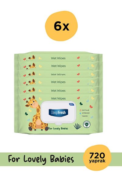 Deep Fresh Wet Wipes Lovely Babies Giraffe 6 X 120 Sheets