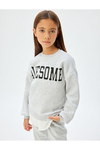 Koton Crew Neck Sweatshirt - Shirt and Skirt Detail, Raised