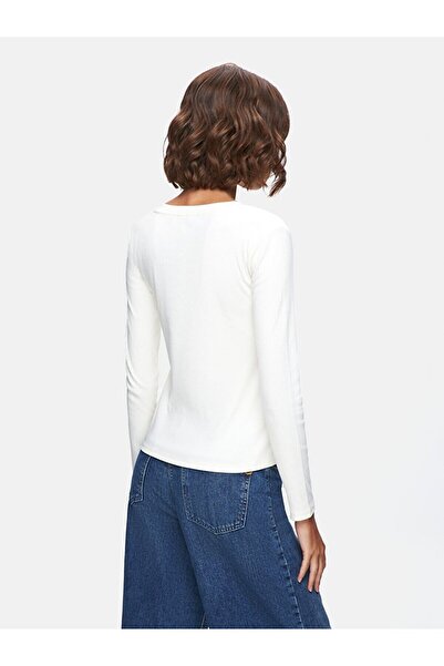 Ltb Μπλουζάκι με λαιμόκοψη σε κρεμ