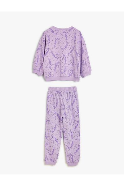 Koton Unicorn Printed Cotton Tracksuit Set - Raster