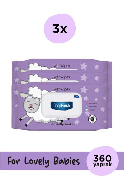 Deep Fresh Lovely Babies Wet Wipes - 3 X 120 Sheets Lamb