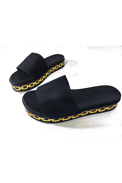 green norths Papuci de damă din piele cu talpă înaltă cu accesorii aurii