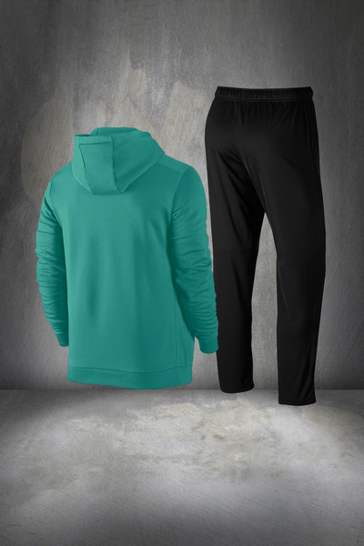 POSEIDON STORM Ανδρικό Water Green New Supra Combed Cotton Άνετο και κανονική εφαρμογή με κουκούλα Σετ πεζοπορίας S-3XL