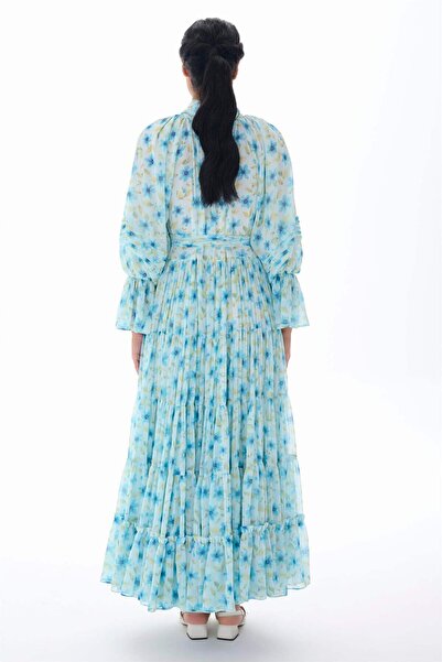 miha Hicran Önal ΜΑΚΡΥ ΦΟΡΕΜΑ ΜΕ ΕΠΙΠΕΔΑ ΣΤΡΩΜΑΤΑ Μπλε