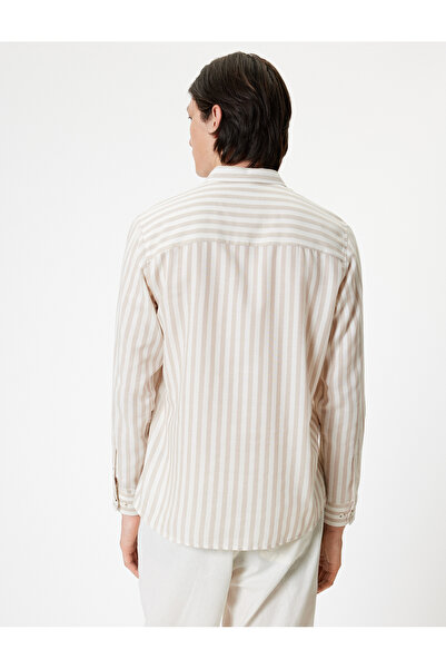 Koton Uzun Kollu Düğmeli Yaka Çizgili Regular Fit Gömlek