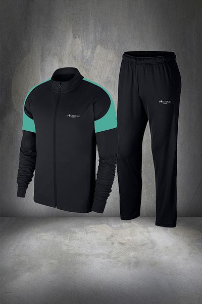 POSEIDON STORM Set de trening pentru bărbați, negru, nou Supra, din țesătură pieptănată, potrivit pentru sport S -3XL