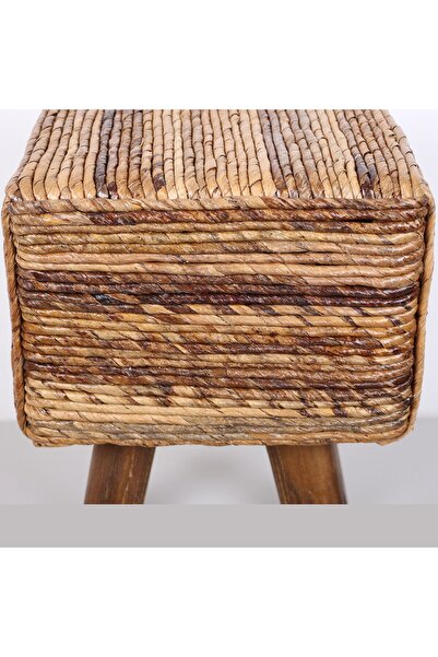 Mylamp Abaka Kare Puf & Stools-Doğal Teak Gövde 33x44x50 Cm