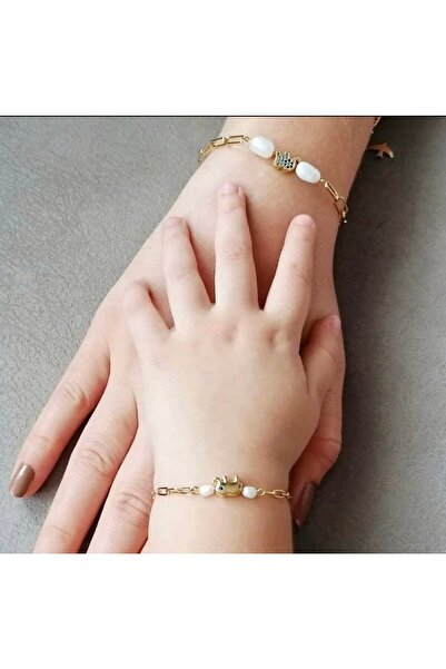 MİRSTAR Anne Kız Bilekliği, Gerçek Inci 2li Bileklik