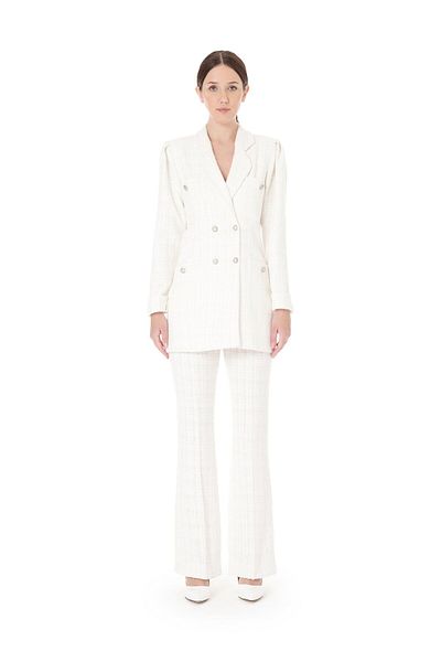miha Hicran Önal Ecru Colored Jacket and Trousers Set