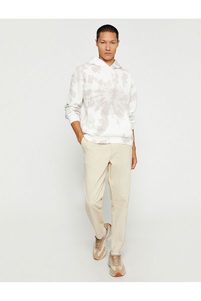 Koton Oversize-Sweatshirt mit Kapuze, Raised Far East-Stickerei mit abstraktem Muster, Tasche