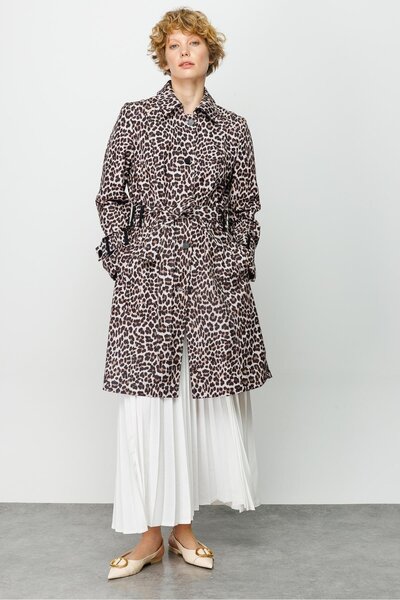 Micca Leopar Desenli Zamansız Trench-gümüş