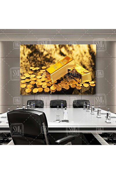 SML TABLO Altın Külçesi ve Altın Paralar Kuyum Kuyumcu Yatay Kanvas Tablo