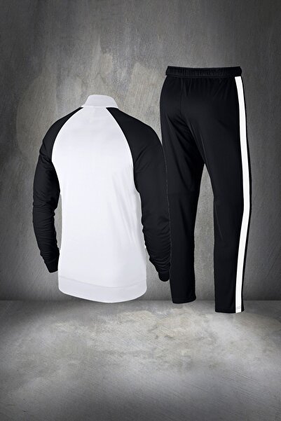 POSEIDON STORM Men's White New Supra Combed Cotton Zipper Sweatshirt and Sweatpants Set S-3Xl