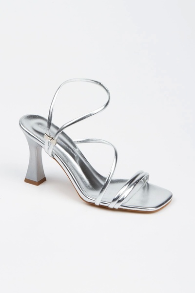 MFT AYAKKABI Summer Silver Faux Leather Women's Heeled Shoes