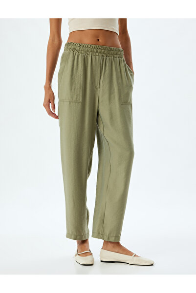 Koton Modal Kumaş Cepli Beli Lastikli Yüksek Bel Pantolon