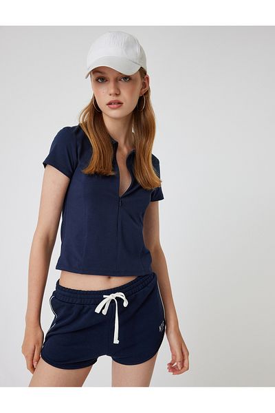 Koton Zippered Polo Collar Slim Fit Short Sleeve T-Shirt