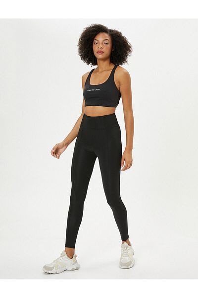 Koton Sports Bra Covered Back Window Detailed Print Detailed