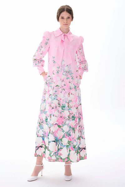 miha Hicran Önal SKIRT WATER PATTERNED DRESS Pink