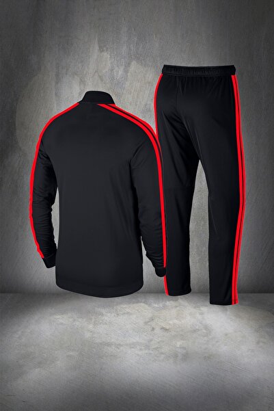 POSEIDON STORM Men's Black New Supra Combed Cotton Tracksuit Set for All Seasons S-3Xl