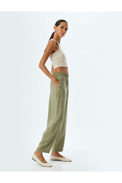 Koton Modale Stofftaschen-Hose mit hoher Taille und elastischem Bund