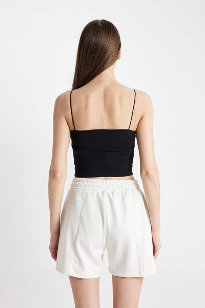 DeFacto Fall in Love Rope Strap Crop Cotton Black Undershirt Y2249Az24Sp