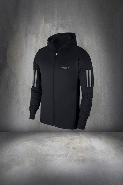 POSEIDON STORM Plus Size Men's Running Tracksuit Set - Black, Zippered Hood, Supra Combed Cotton - 4xl-10