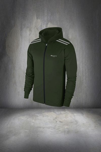 POSEIDON STORM Men's Khaki Special Supra Combed Cotton - Zippered Hooded Running Suit, Pocket, Large Size 4xl-10xl