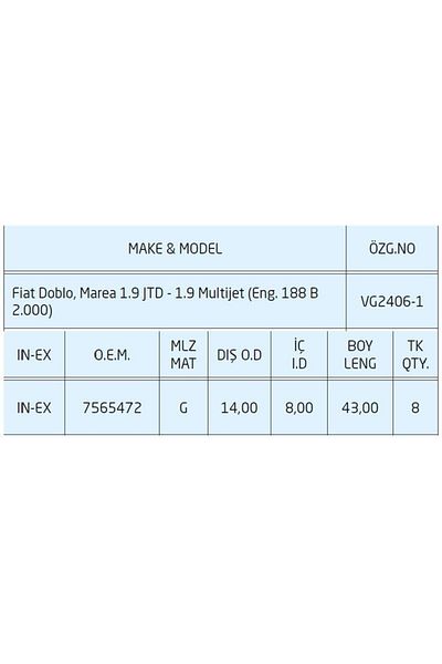 İthal Subap Gaydi - 1.9 Jtd Marea Doblo, 1.9 Mjtd