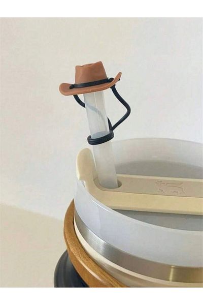 ÇAKRA Cowboy Hat Model Dust-Proof Silicone Leak-Proof Straw Cap 1 Piece Compatible with Stanley Thermos