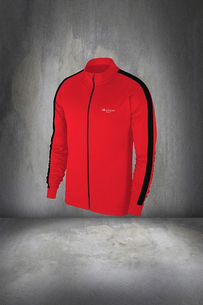 POSEIDON STORM Men's Red Special Supra Combed Cotton Tracksuit Set - Zippered Comfortable Walking Fabric 4xl-10xl