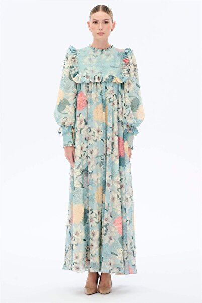 miha Hicran Önal PUANTİYE DANTELLİ ELBİSE Mint