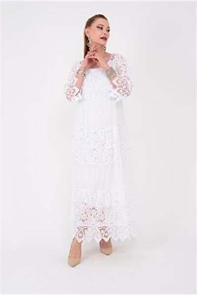 EREN STYLE İtalyan Sunshine İpek Detaylı Dantelli Elbise