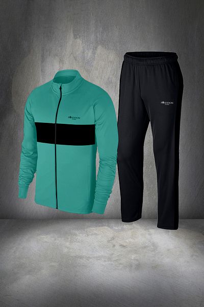 POSEIDON STORM Water Green Large Size Men's Tracksuit Set - Comfortable Combed, Anti-Sweat, Breathable 4-1