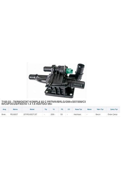 KARLAND Partner Berlingo 206 207 308 C3 Iii C4 Focus Fiesta Thermostat 83 ° C - Hdı Tdcı 06