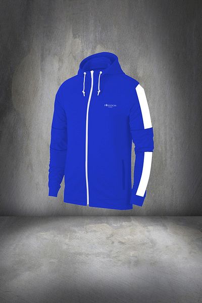 POSEIDON STORM Men's Blue Supra Combed Cotton Hooded Tracksuit Set - Oversize, for Walking and Jogging, 4x