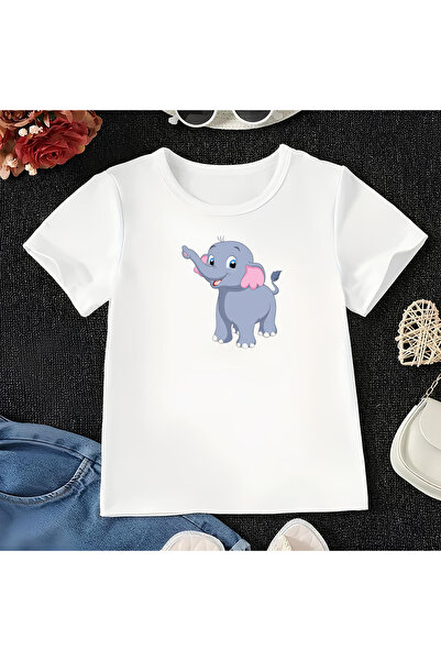 CDA Tricou alb pentru bebeluși, unisex, elefant mic