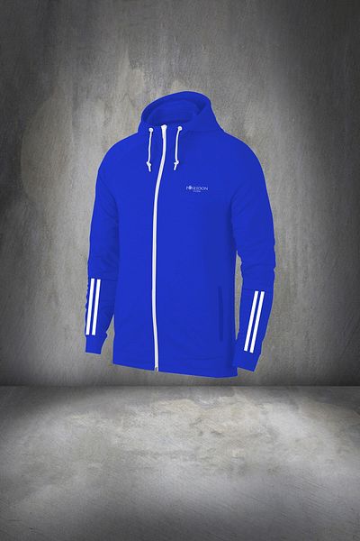 POSEIDON STORM Men's Blue Supra Combed Cotton Tracksuit Set - Plain Zipper, Oversize Size 4xl-10xl
