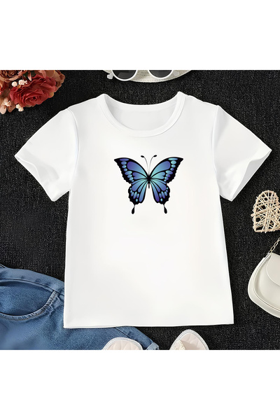 CDA Plavi leptir unisex beba devojčica beba dečak bela T-shirt