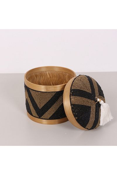 Mylamp Κουτί αποθήκευσης μπαμπού Bali Beaded L 20x23 cm